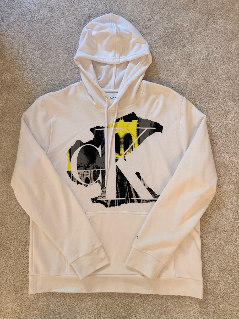 Mens white Calvin Klein hoodie